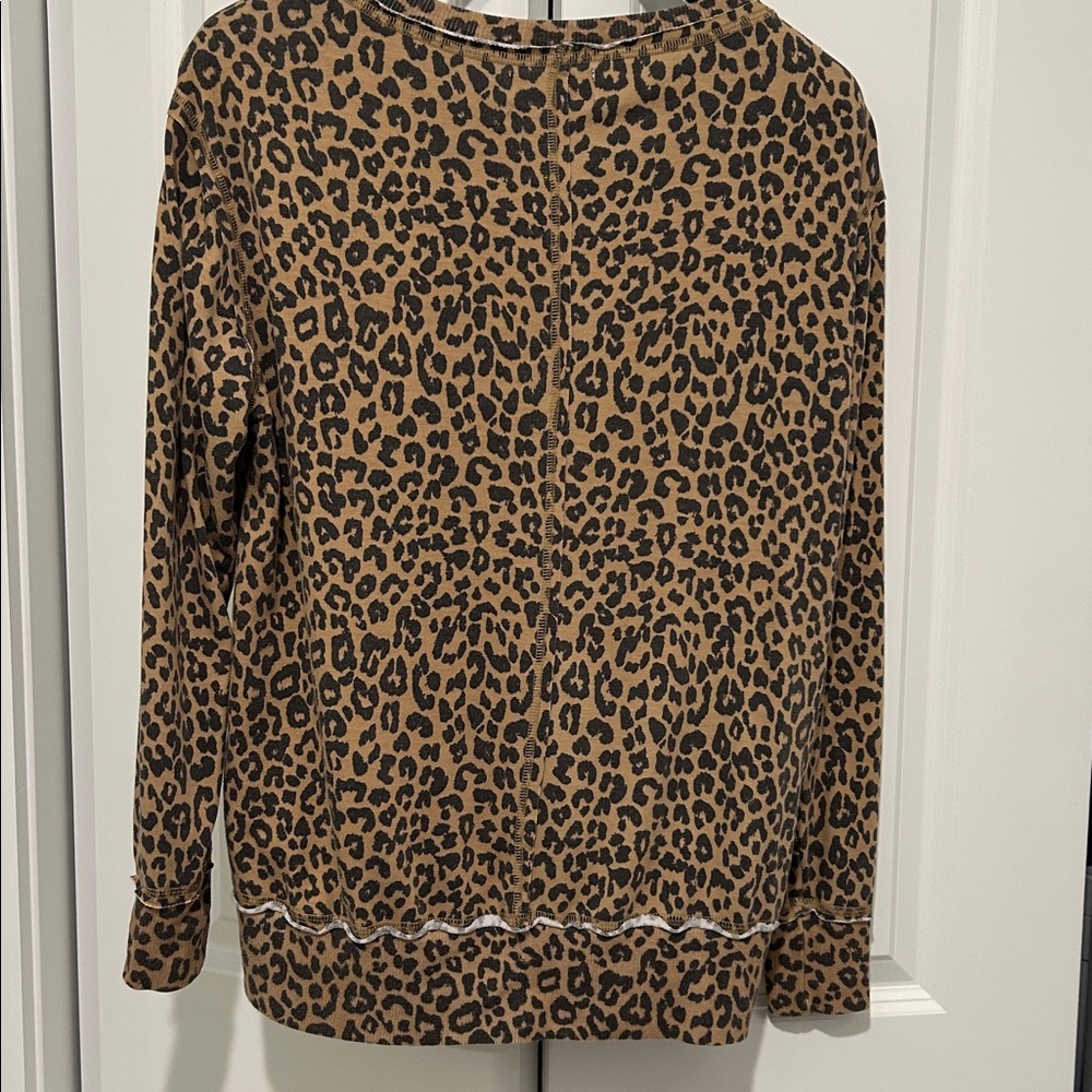 New Directions Animal Print Knit oversized pullover Lightweight sweater top Sz M